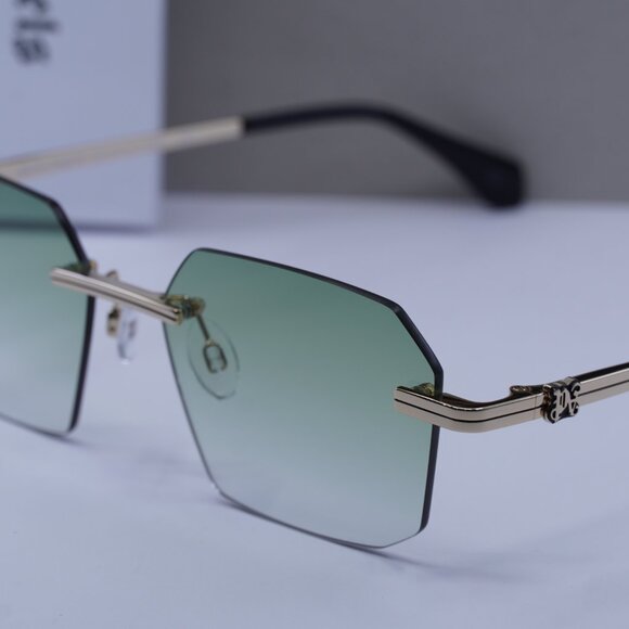 Palm Angels PERI10G QUARTZ 7654 Geometric Sunglasses - Gold/Green - Picture 4 of 11
